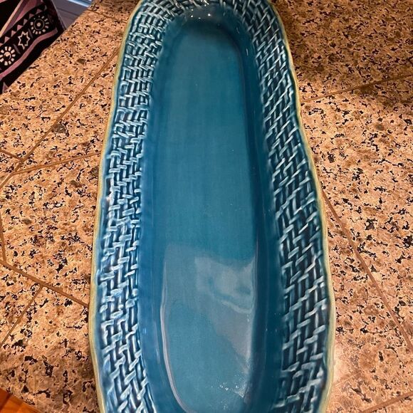 Le Ceramiche Della Veldelsa Vintage STUNNING Turquoise 21 inch Platter Italy - Picture 7 of 15